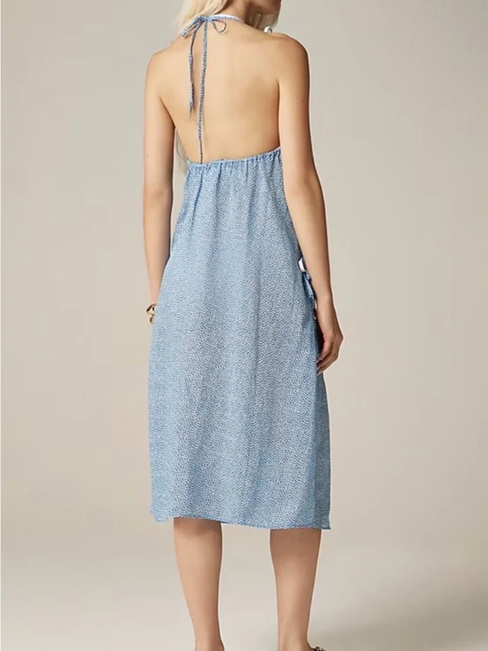 J. Crew Light Blue Halter Side Tie Ramie